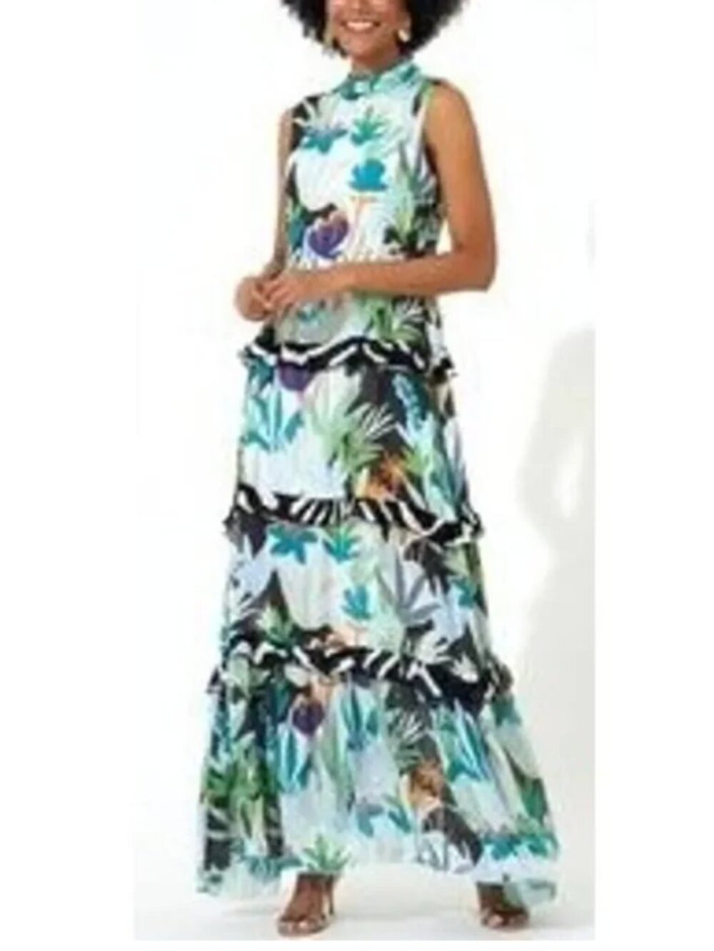 Sleeveless Mock Neck Maxi Dress